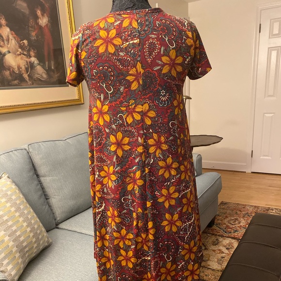 LuLaRoe Carly Dress - Size XXS, Fall Colors Print - Picture 4 of 7